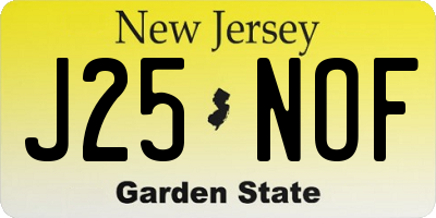 NJ license plate J25NOF
