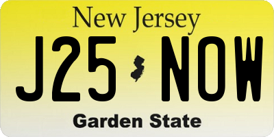 NJ license plate J25NOW