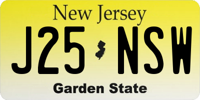 NJ license plate J25NSW