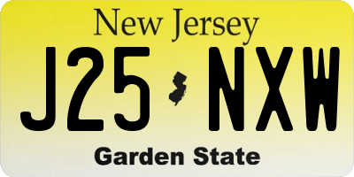 NJ license plate J25NXW