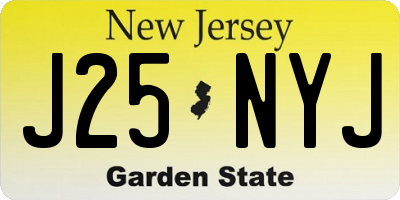 NJ license plate J25NYJ