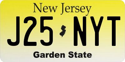 NJ license plate J25NYT