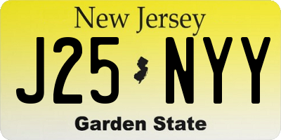 NJ license plate J25NYY
