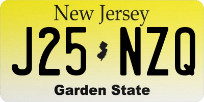 NJ license plate J25NZQ