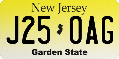 NJ license plate J25OAG