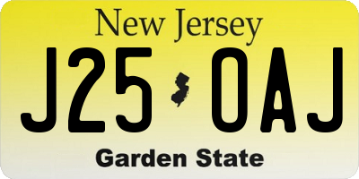 NJ license plate J25OAJ