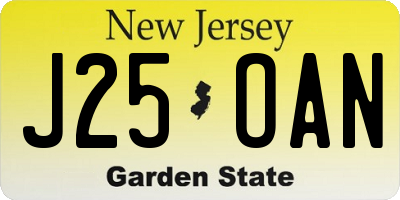 NJ license plate J25OAN