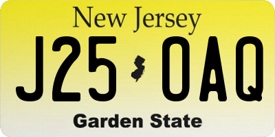 NJ license plate J25OAQ