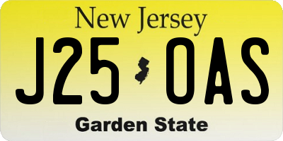 NJ license plate J25OAS
