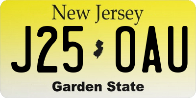 NJ license plate J25OAU