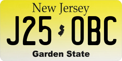 NJ license plate J25OBC