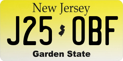 NJ license plate J25OBF