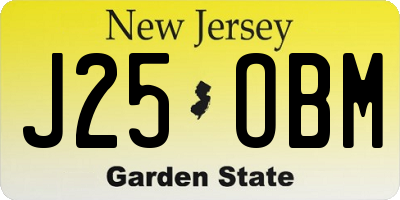 NJ license plate J25OBM