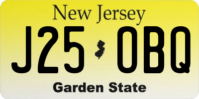 NJ license plate J25OBQ