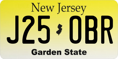 NJ license plate J25OBR