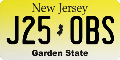 NJ license plate J25OBS