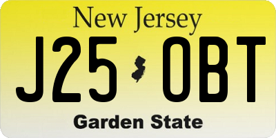 NJ license plate J25OBT