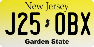 NJ license plate J25OBX