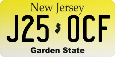 NJ license plate J25OCF