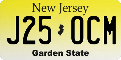 NJ license plate J25OCM