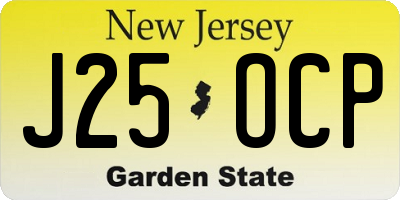 NJ license plate J25OCP