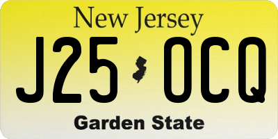 NJ license plate J25OCQ