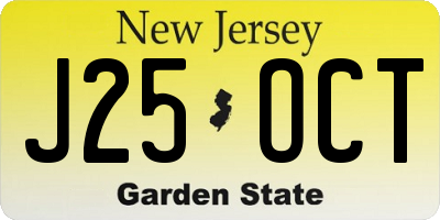 NJ license plate J25OCT