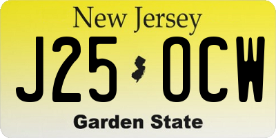 NJ license plate J25OCW
