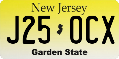 NJ license plate J25OCX