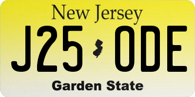 NJ license plate J25ODE