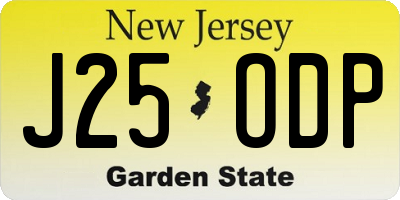 NJ license plate J25ODP