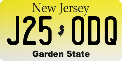 NJ license plate J25ODQ