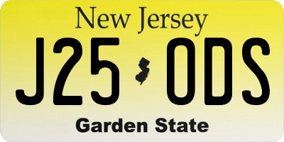 NJ license plate J25ODS