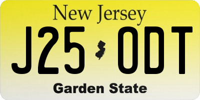 NJ license plate J25ODT