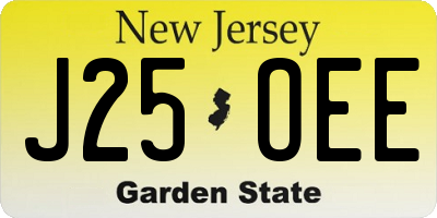 NJ license plate J25OEE