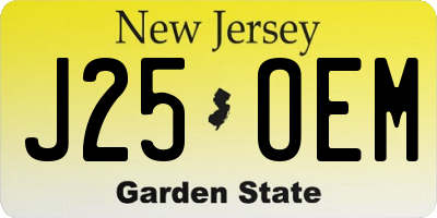 NJ license plate J25OEM