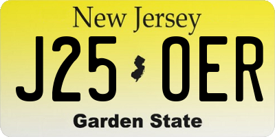 NJ license plate J25OER