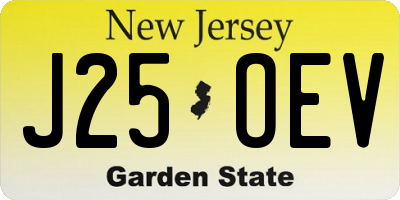 NJ license plate J25OEV