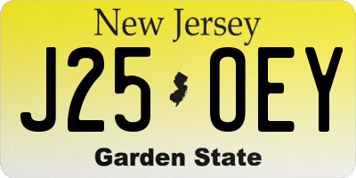 NJ license plate J25OEY