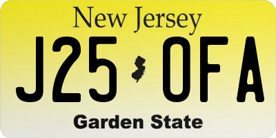 NJ license plate J25OFA