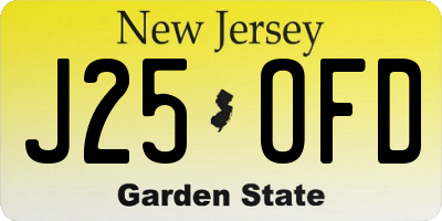 NJ license plate J25OFD