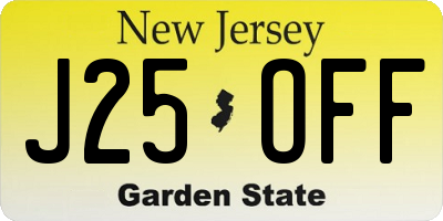 NJ license plate J25OFF