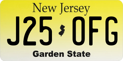 NJ license plate J25OFG