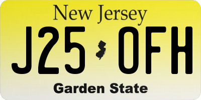 NJ license plate J25OFH