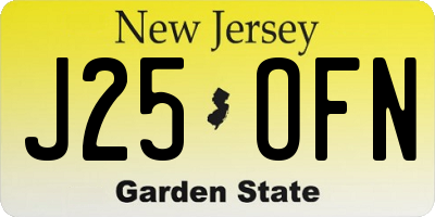 NJ license plate J25OFN