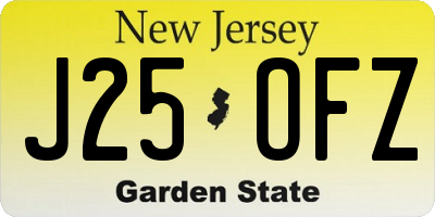 NJ license plate J25OFZ