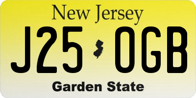 NJ license plate J25OGB