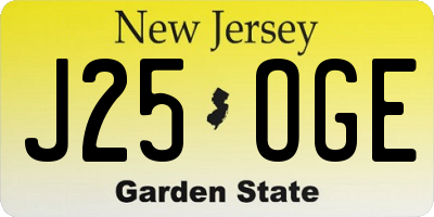 NJ license plate J25OGE