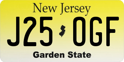 NJ license plate J25OGF