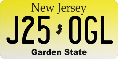NJ license plate J25OGL